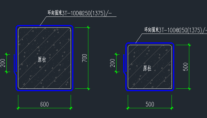 福州加固公司某建筑结构改造加固工程柱加固平面图